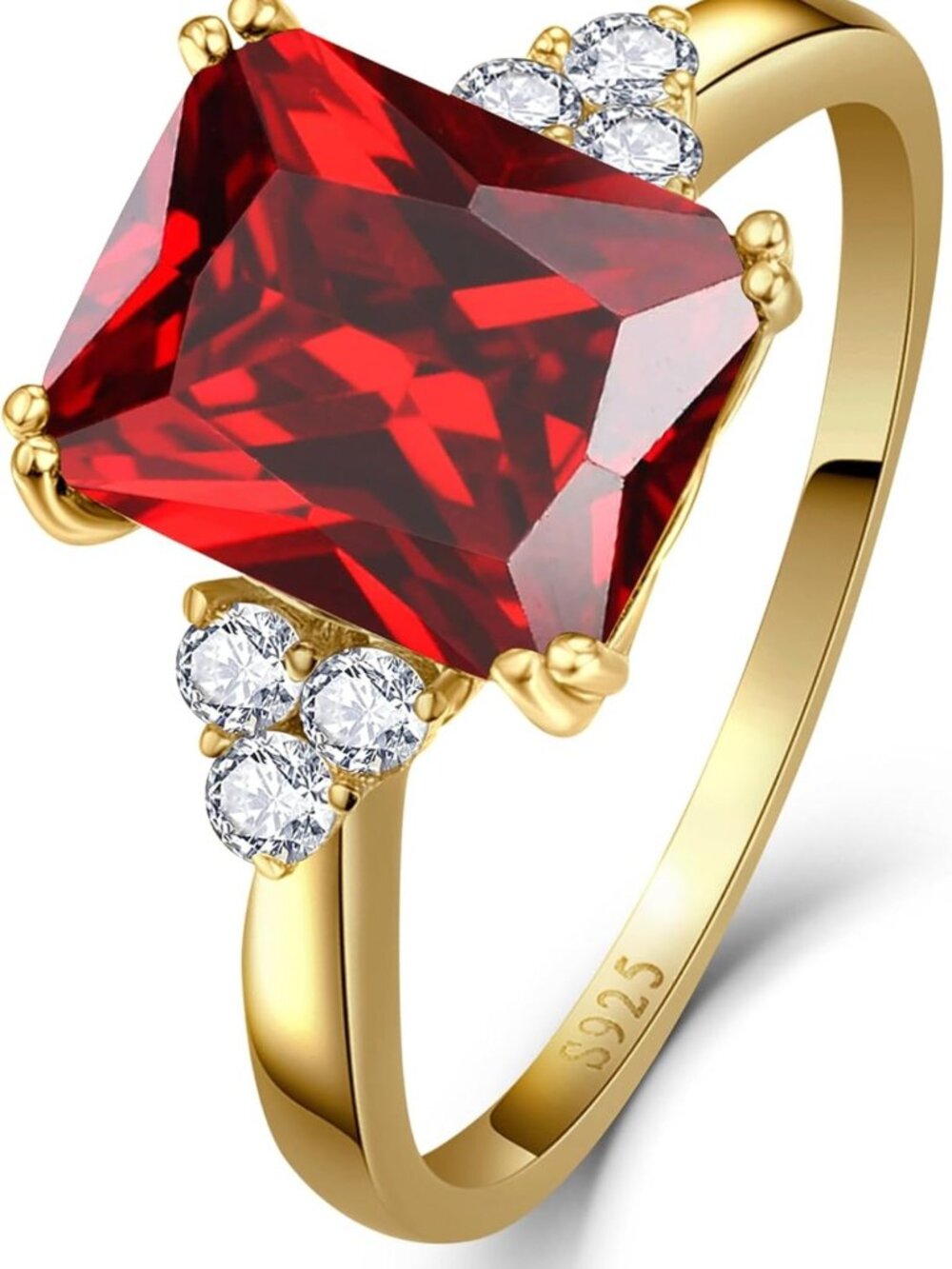 Stunning 3.5CT Radiant Cut Gemstone Ring - Sapphire, Emerald, Amethyst, Ruby, CZ